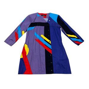 12. Vintage women’s Abrizzi Dress cotton w/ shoulder pads purple/black pit to pi